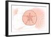 Sand Dollar - Coral - Coastal Icon-Lantern Press-Framed Art Print