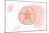 Sand Dollar - Coral - Coastal Icon-Lantern Press-Mounted Art Print