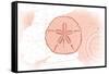 Sand Dollar - Coral - Coastal Icon-Lantern Press-Framed Stretched Canvas