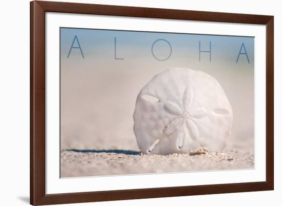 Sand Dollar on Beach - Aloha-Lantern Press-Framed Premium Giclee Print