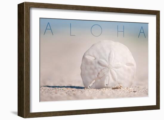 Sand Dollar on Beach - Aloha-Lantern Press-Framed Art Print