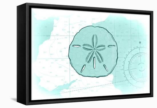 Sand Dollar - Teal - Coastal Icon-Lantern Press-Framed Stretched Canvas