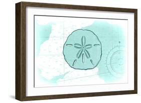 Sand Dollar - Teal - Coastal Icon-Lantern Press-Framed Art Print