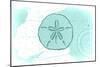 Sand Dollar - Teal - Coastal Icon-Lantern Press-Mounted Art Print