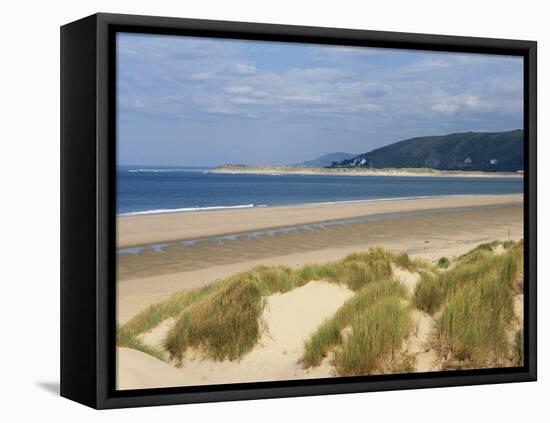 Sand Dunes and Borth Beach, Ynyslas, Borth, Dyfed, Wales, United Kingdom, Europe-Pearl Bucknall-Framed Stretched Canvas