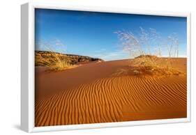 Sand dunes and grass, Coral Pink Sand Dunes State Park, Kane County, Utah, USA.-Russ Bishop-Framed Photographic Print