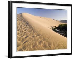 Sand Dunes and Oasis, Desert, Dunhuang, Gansu, China-Porteous Rod-Framed Photographic Print