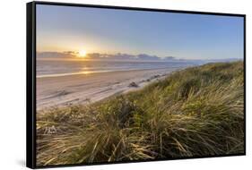 Sand Dunes and Pacific Ocean in the Oregon Dunes NRA, Oregon-Chuck Haney-Framed Stretched Canvas