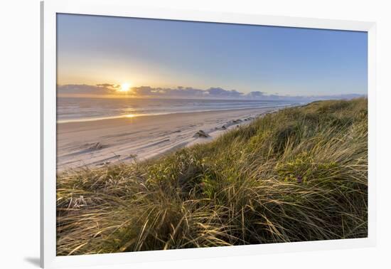 Sand Dunes and Pacific Ocean in the Oregon Dunes NRA, Oregon-Chuck Haney-Framed Photographic Print