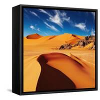 Sand Dunes and Rocks, Sahara Desert, Algeria-Dmitry Pichugin-Framed Stretched Canvas