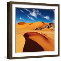 Sand Dunes and Rocks, Sahara Desert, Algeria-Dmitry Pichugin-Framed Photographic Print