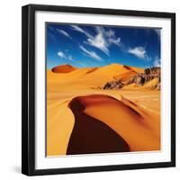 Sand Dunes and Rocks, Sahara Desert, Algeria-Dmitry Pichugin-Framed Photographic Print