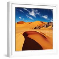 Sand Dunes and Rocks, Sahara Desert, Algeria-Dmitry Pichugin-Framed Photographic Print