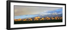 Sand Dunes in a Desert with a Mountain Range in the Background-null-Framed Photographic Print