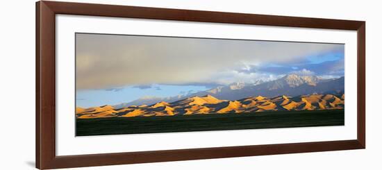 Sand Dunes in a Desert with a Mountain Range in the Background-null-Framed Photographic Print