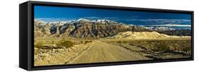 Sand Dunes in Front of a Mountain Range, Eureka Valley Sand Dunes, Eureka Valley, Inyo County, C...-null-Framed Stretched Canvas