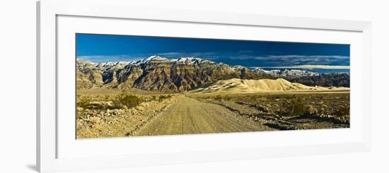 Sand Dunes in Front of a Mountain Range, Eureka Valley Sand Dunes, Eureka Valley, Inyo County, C...-null-Framed Photographic Print