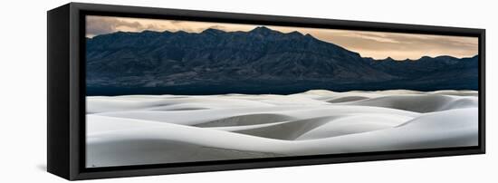 Sand Dunes in White Sands, Albuquerque New Mexico at sunset with mountains in the background-David Chang-Framed Stretched Canvas