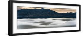 Sand Dunes in White Sands, Albuquerque New Mexico at sunset with mountains in the background-David Chang-Framed Premium Photographic Print