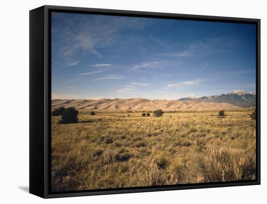 Sand Dunes of Great Sand Dunes National Park and Preserve in the Sangre De Cristo Mountains, CO-Bernard Friel-Framed Stretched Canvas