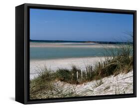 Sand dunes on beach, Abers Coast, Finistere, Brittany, France-null-Framed Stretched Canvas