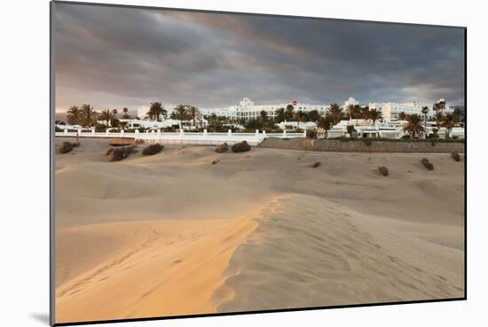 Sand Dunes with Hotel Riu, Maspalomas, Gran Canaria, Canary Islands, Spain, Atlantic, Europe-Markus Lange-Mounted Photographic Print