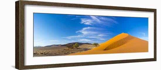 Sand Dunes with Some Desert Vegetation at Base, Namib-Naukluft National Park, Namibia, June 2015-Juan Carlos Munoz-Framed Photographic Print