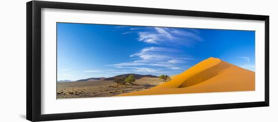 Sand Dunes with Some Desert Vegetation at Base, Namib-Naukluft National Park, Namibia, June 2015-Juan Carlos Munoz-Framed Photographic Print