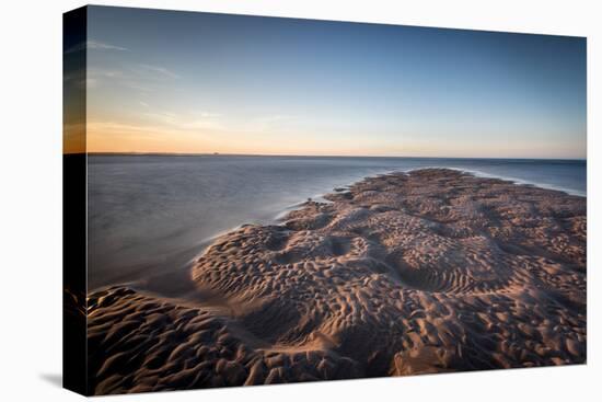 Sand Formations at Budle Bay, with Holy Island Castle in the Distance, Northumberland-Bill Ward-Stretched Canvas