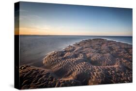 Sand Formations at Budle Bay, with Holy Island Castle in the Distance, Northumberland-Bill Ward-Stretched Canvas
