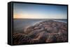 Sand Formations at Budle Bay, with Holy Island Castle in the Distance, Northumberland-Bill Ward-Framed Stretched Canvas