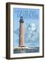 Sand Island Lighthouse - Mobile Bay, Alabama-Lantern Press-Framed Art Print