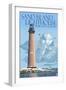 Sand Island Lighthouse - Mobile Bay, Alabama-Lantern Press-Framed Art Print