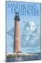 Sand Island Lighthouse - Mobile Bay, Alabama-Lantern Press-Mounted Art Print