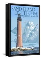 Sand Island Lighthouse - Mobile Bay, Alabama-Lantern Press-Framed Stretched Canvas