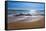 Sand Sea Beach and Blue Sky after Sunrise and Splash of Seawater with Sea Foam and Waves-fototo-Framed Stretched Canvas