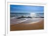 Sand Sea Beach and Blue Sky after Sunrise and Splash of Seawater with Sea Foam and Waves-fototo-Framed Photographic Print