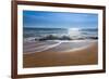 Sand Sea Beach and Blue Sky after Sunrise and Splash of Seawater with Sea Foam and Waves-fototo-Framed Photographic Print