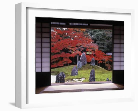 Sand Stone Garden, Komyo-In, Kyoto, Japan-Rex Butcher-Framed Photographic Print