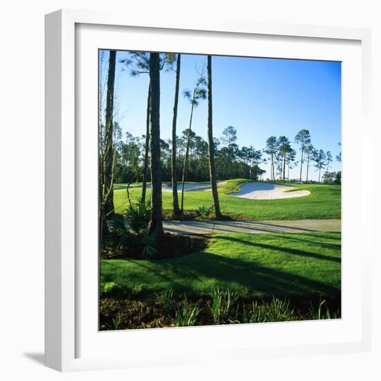 Sand Trap in a Golf Course, Regatta Bay Golf Course and Country Club, Destin, Okaloosa County-null-Framed Photographic Print