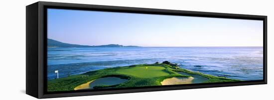Sand Traps in a Golf Course, Pebble Beach Golf Course, Pebble Beach, Monterey County-null-Framed Stretched Canvas