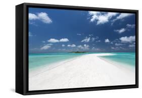 Sandbank and tropical island, Maldives, Indian Ocean, Asia-Sakis Papadopoulos-Framed Stretched Canvas