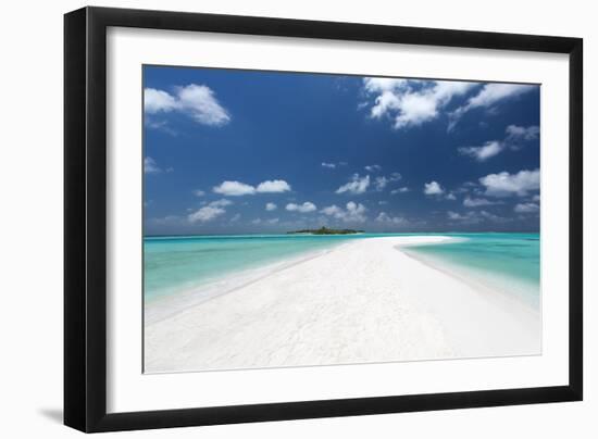 Sandbank and tropical island, Maldives, Indian Ocean, Asia-Sakis Papadopoulos-Framed Photographic Print