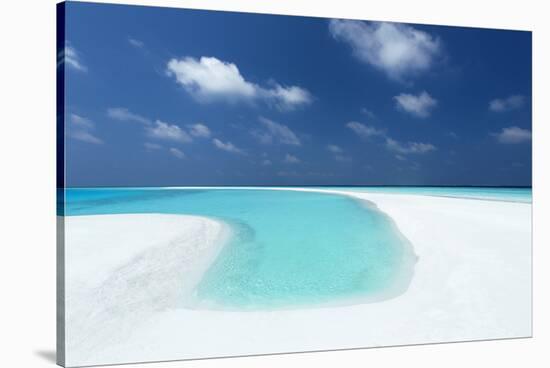 Sandbank and tropical lagoon, Maldives, Indian Ocean, Asia-Sakis Papadopoulos-Stretched Canvas