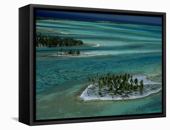 Sandbars with Palm Trees, Bora Bora-Mitch Diamond-Framed Stretched Canvas