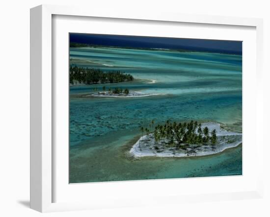 Sandbars with Palm Trees, Bora Bora-Mitch Diamond-Framed Photographic Print