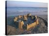 Sandcastle at Beach-David Barnes-Stretched Canvas