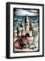 Sandcastle - Scratchboard-Lantern Press-Framed Art Print