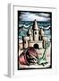 Sandcastle - Scratchboard-Lantern Press-Framed Art Print