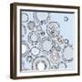 SandCircle3    pattern, blue, hand-drawn-Robbin Rawlings-Framed Art Print